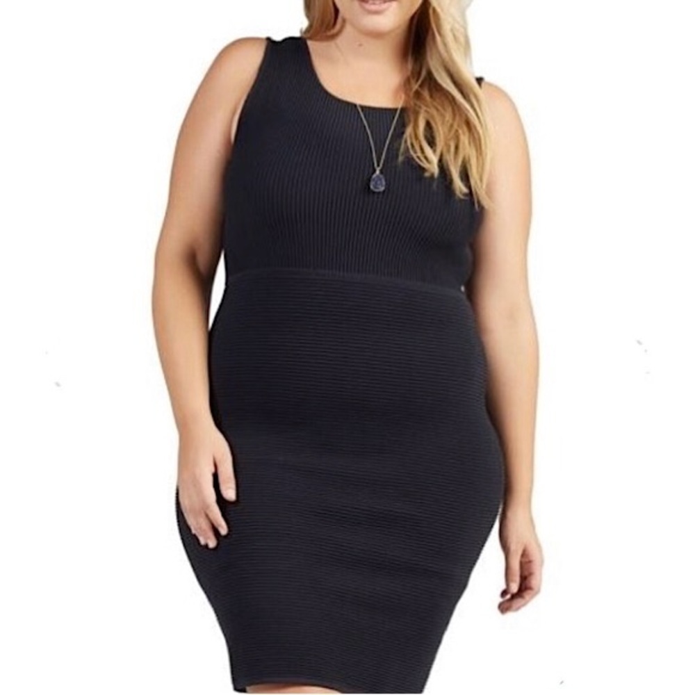 NWOT Tart Collections Ribbed Knit Bodycon Textured Mini Dress in Black Size 2X